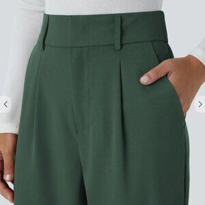 High Waisted Side Pocket Solid Work Tapered Pants